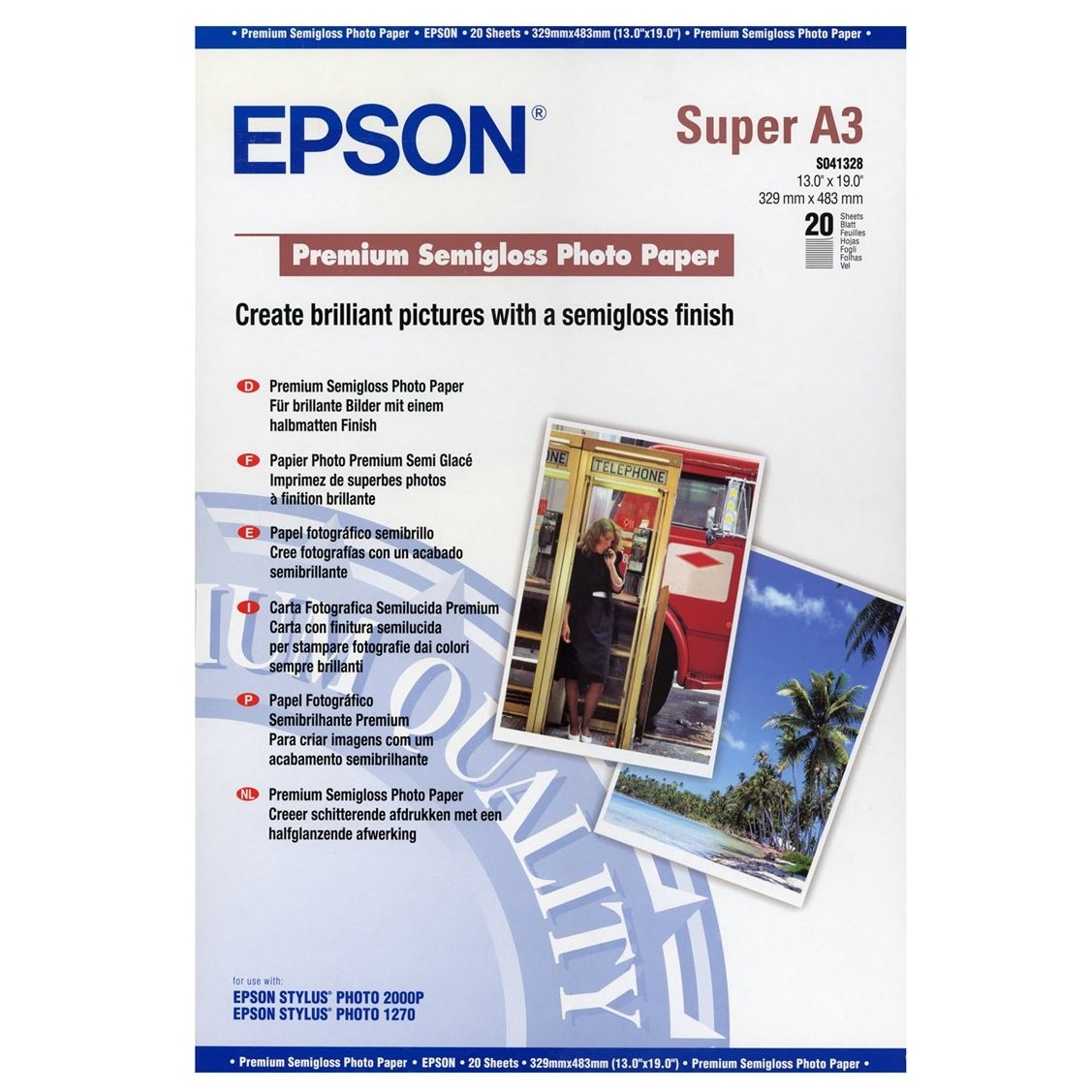 Original Epson S041328 251gsm A3+ Photo Paper - 20 Sheets (C13S041328)