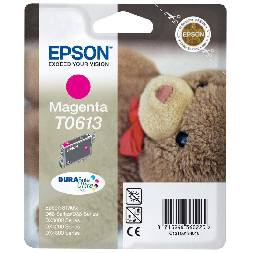 Original Epson T0613 Magenta Ink Cartridge (C13T06134010) Teddybear