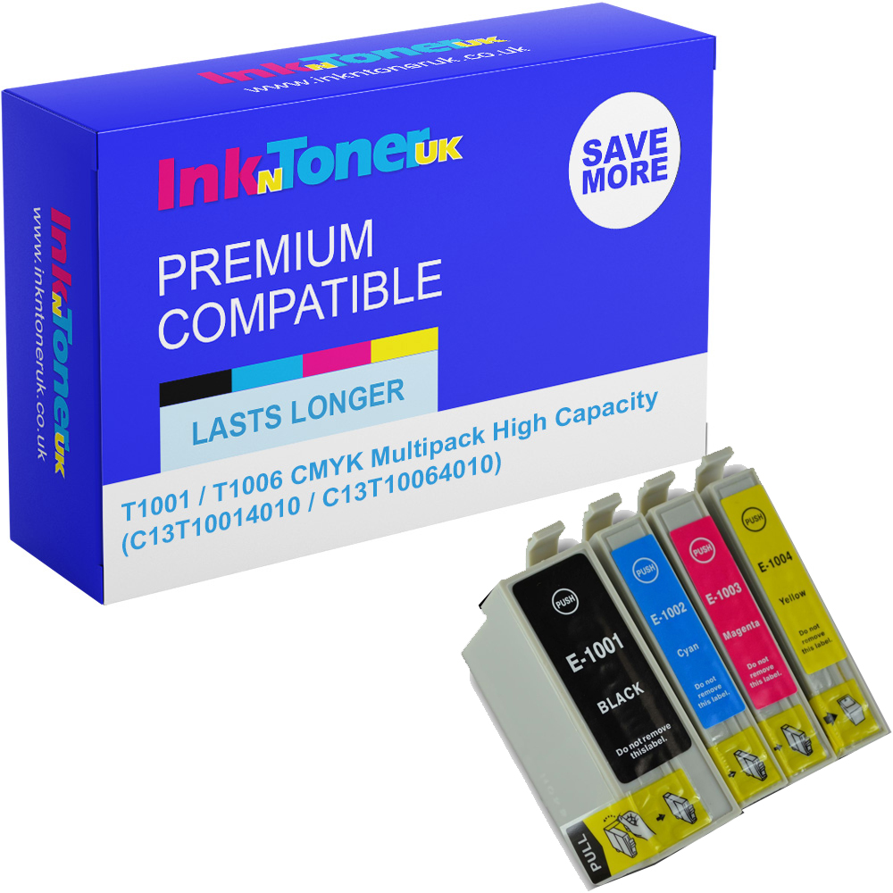 Premium Compatible Epson T1001 / T1006 CMYK Multipack High Capacity Ink Cartridges (C13T10014010 / C13T10064010) Rhino
