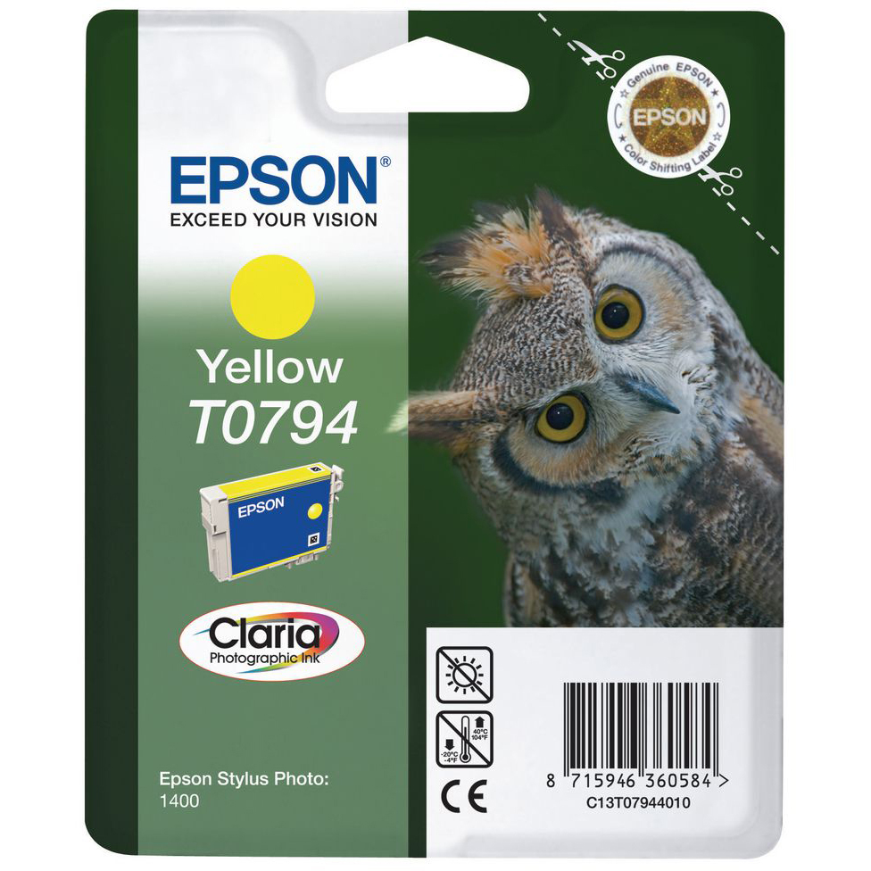 Original Epson T0794 Yellow Ink Cartridge (C13T07944010) Owl