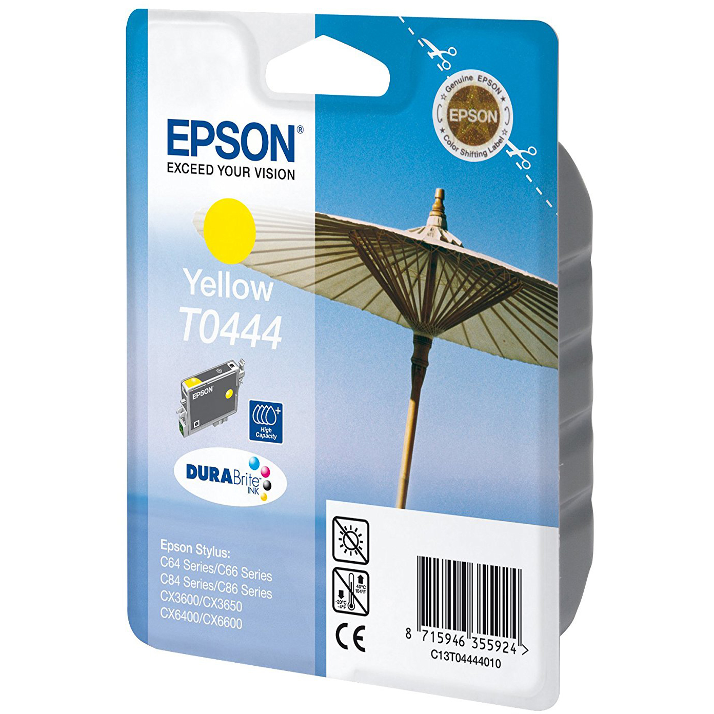 Original Epson T0444 Yellow High Capacity Ink Cartridge (C13T04444010) Parasol