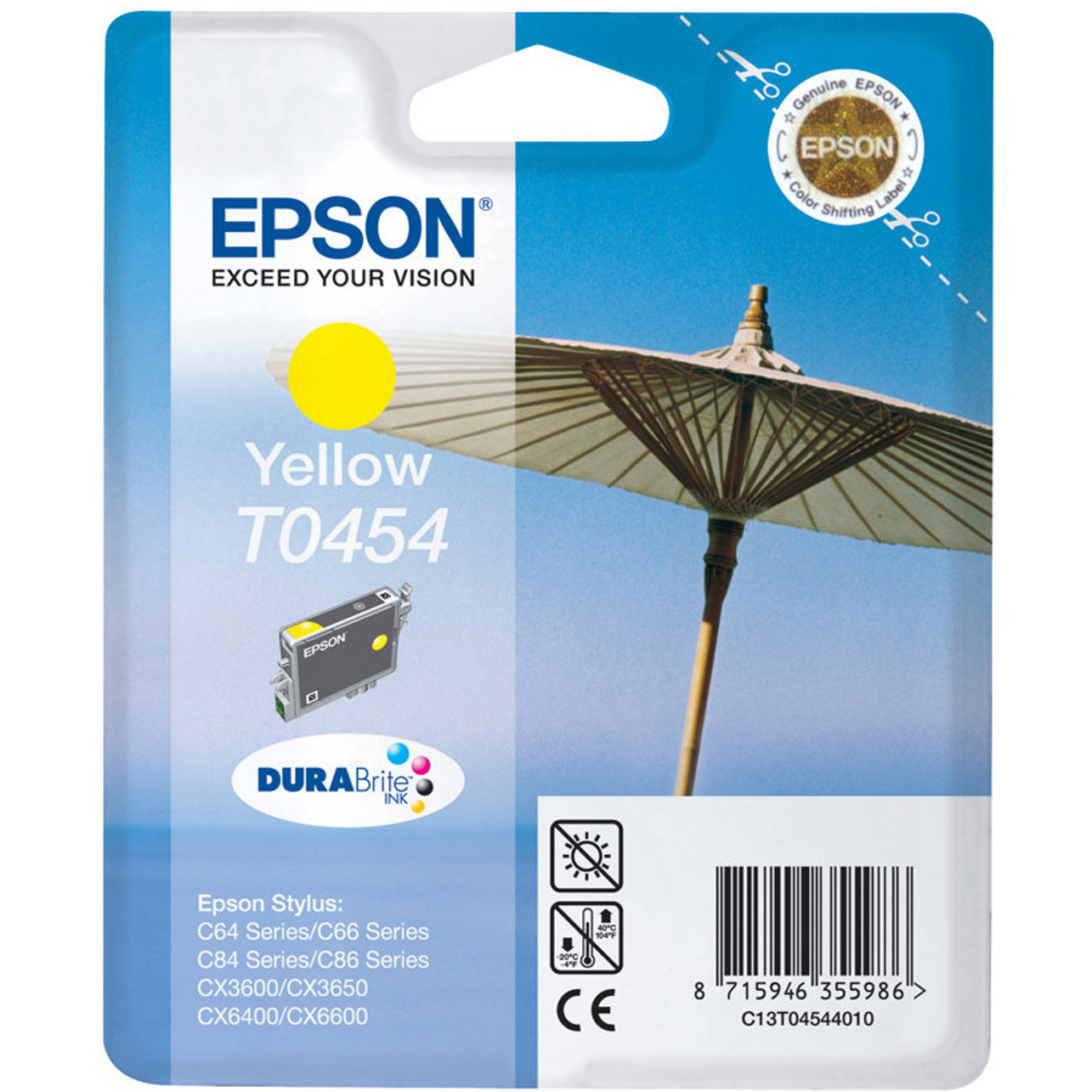 Original Epson T0454 Yellow Ink Cartridge (C13T04544010) Parasol