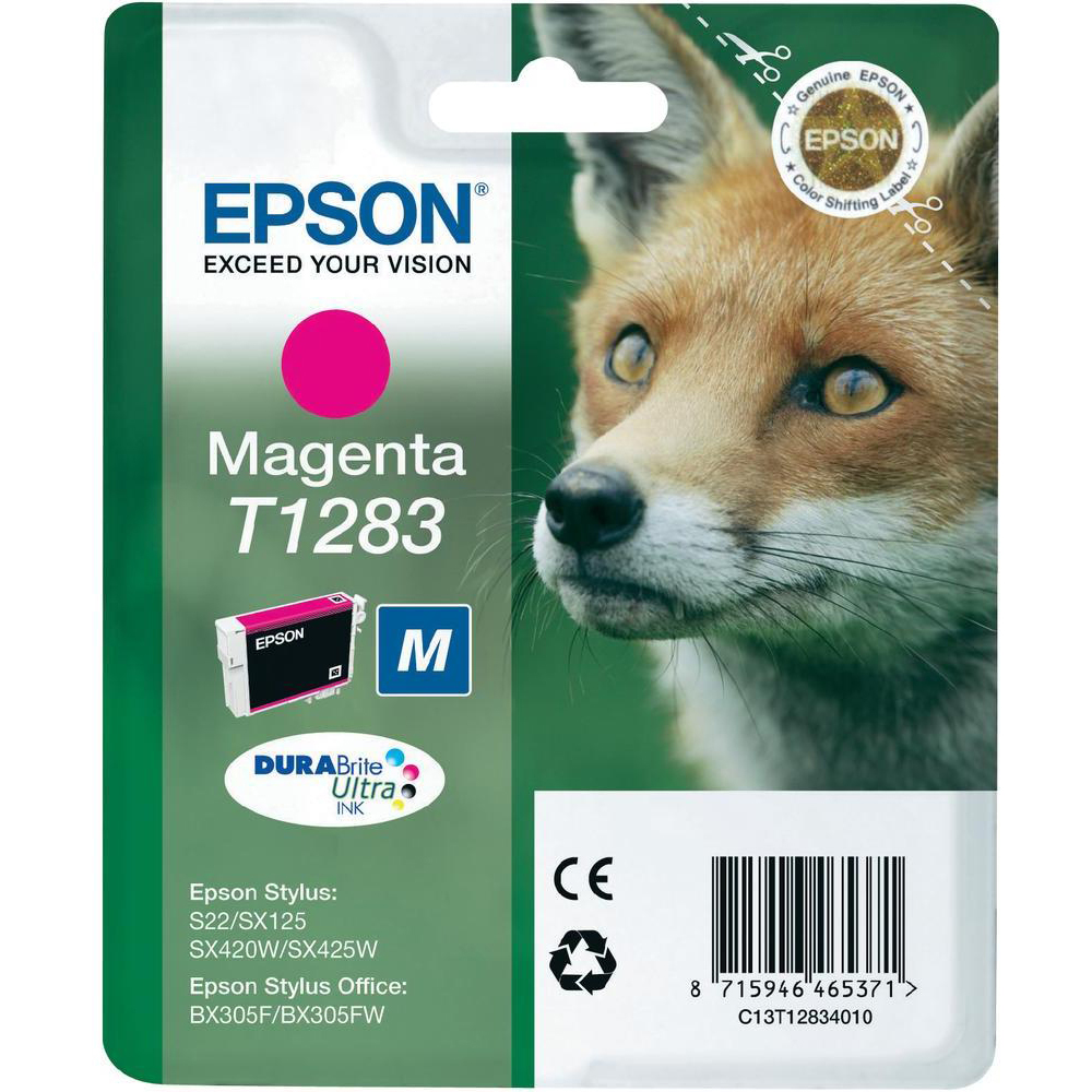 Original Epson T1283 Magenta Ink Cartridge (C13T12834011) Fox