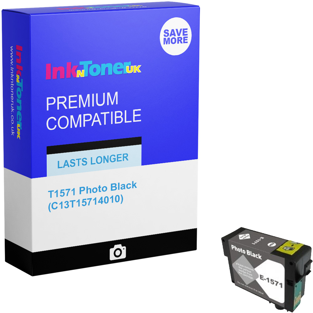 Premium Compatible Epson T1571 Photo Black Ink Cartridge (C13T15714010) Turtle