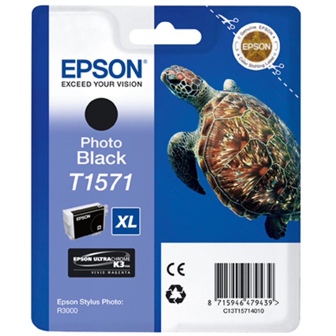 Original Epson T1571 Photo Black Ink Cartridge (C13T15714010) Turtle