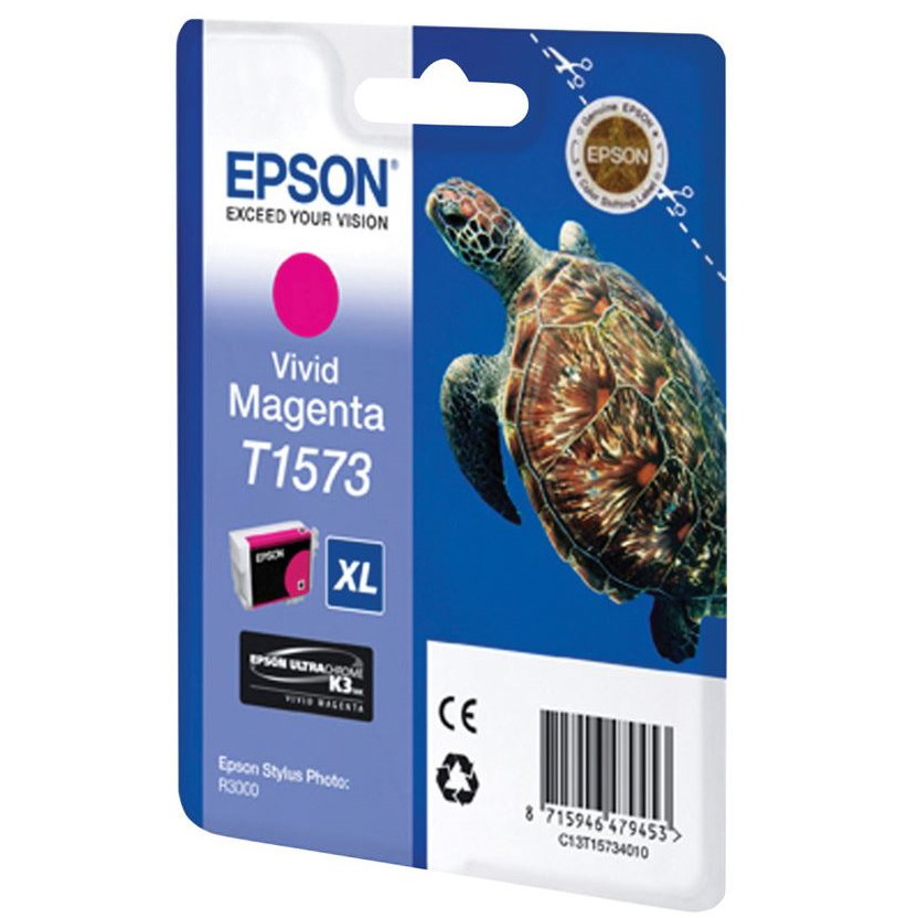 Original Epson T1573 Vivid Magenta Ink Cartridge (C13T15734010) Turtle