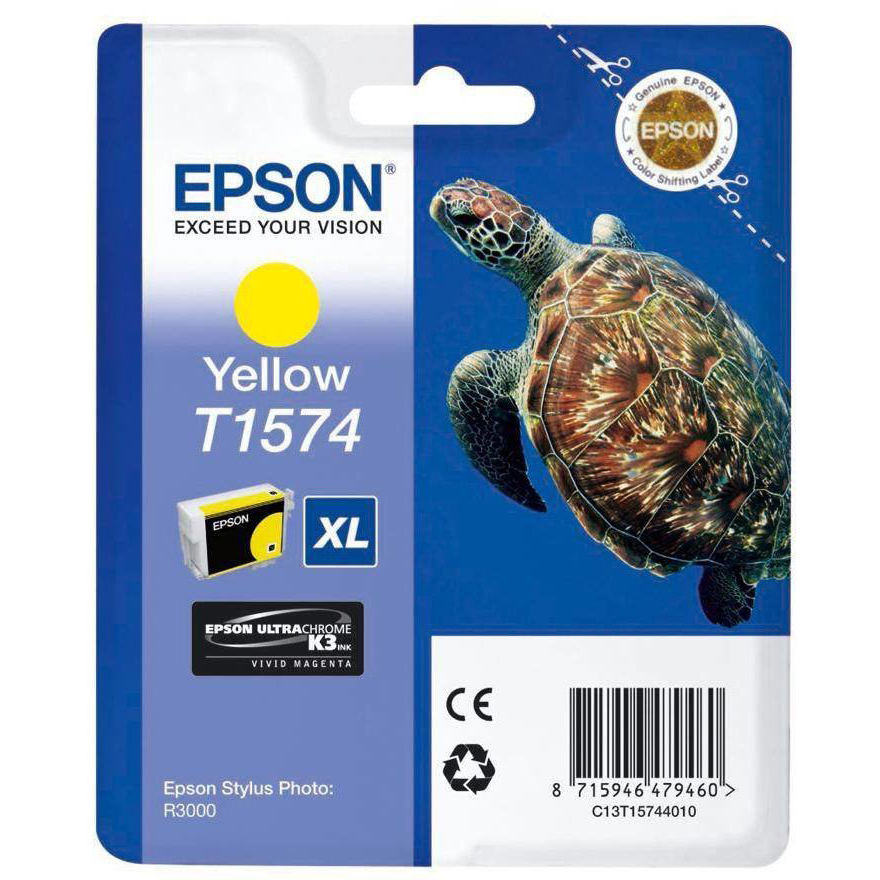 Original Epson T1574 Yellow Ink Cartridge (C13T15744010) Turtle
