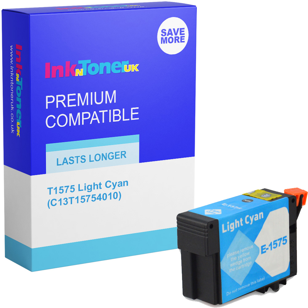 Premium Compatible Epson T1575 Light Cyan Ink Cartridge (C13T15754010) Turtle