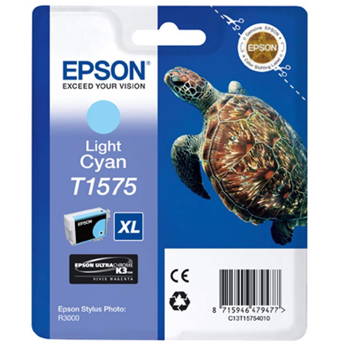 Original Epson T1575 Light Cyan Ink Cartridge (C13T15754010) Turtle