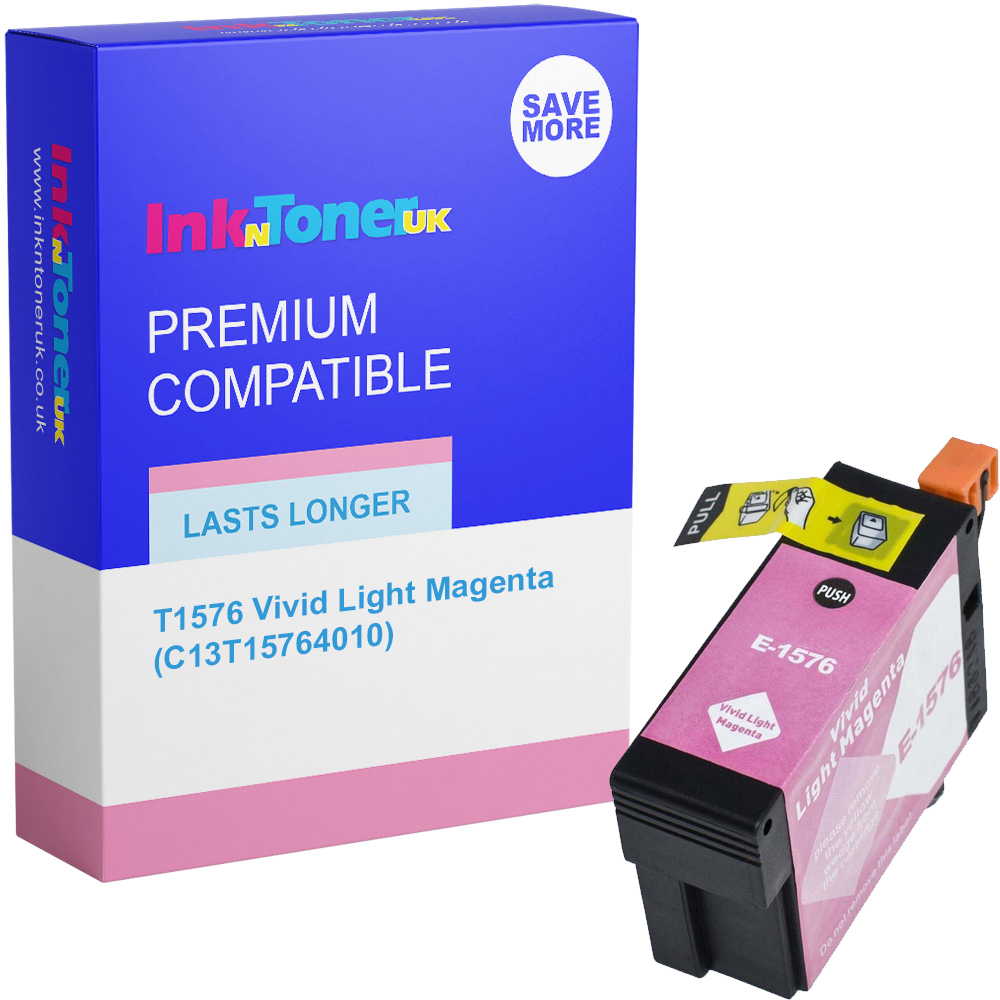 Premium Compatible Epson T1576 Vivid Light Magenta Ink Cartridge (C13T15764010) Turtle