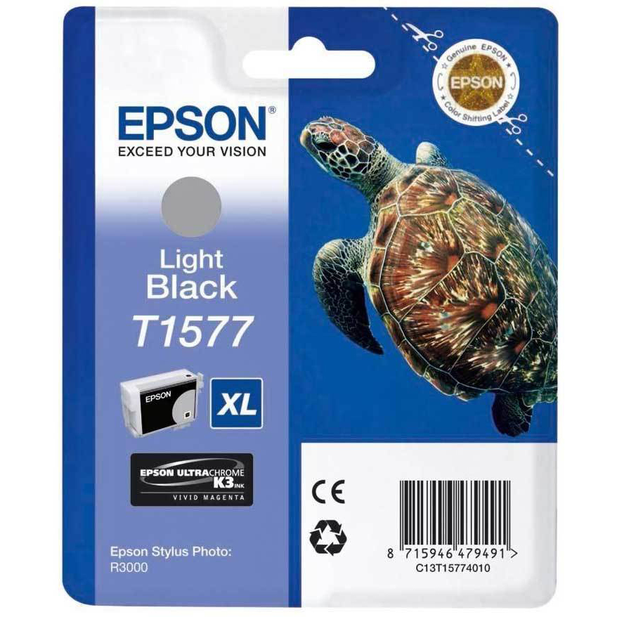 Original Epson T1577 Light Black Ink Cartridge (C13T15774010) Turtle