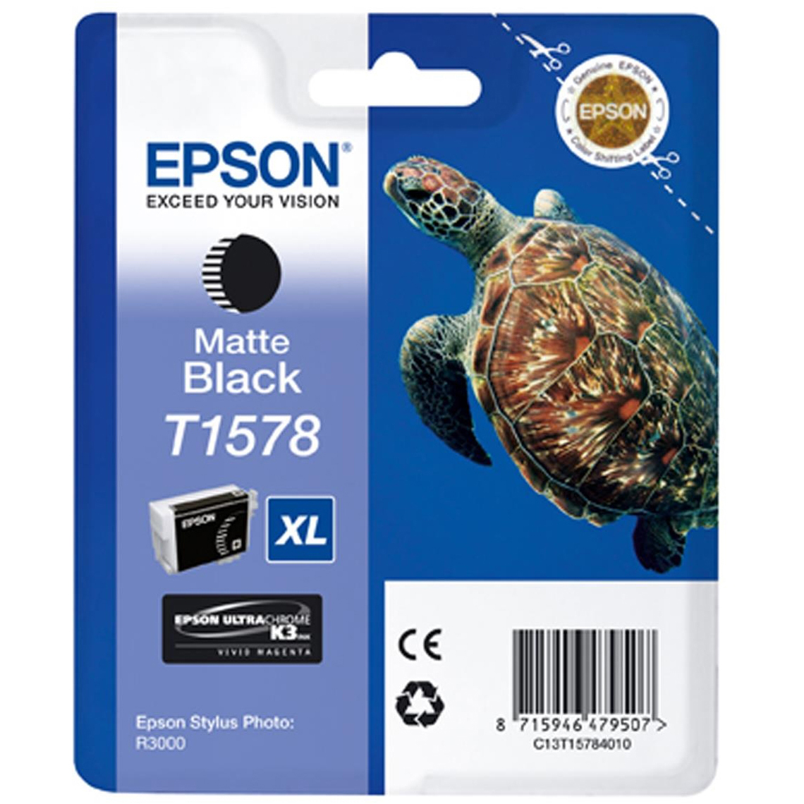 Original Epson T1578 Matte Black Ink Cartridge (C13T15784010) Turtle