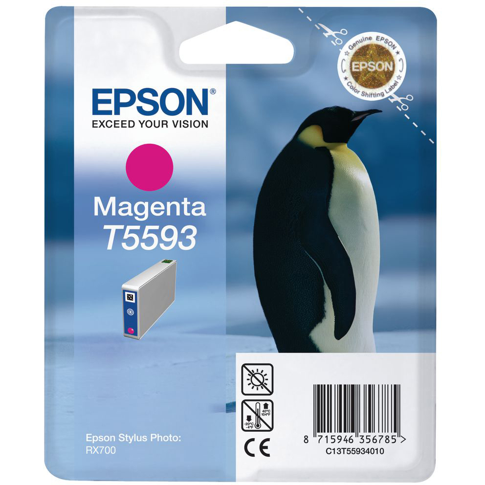 Original Epson T5593 Magenta Ink Cartridge (C13T55934010) Penguin