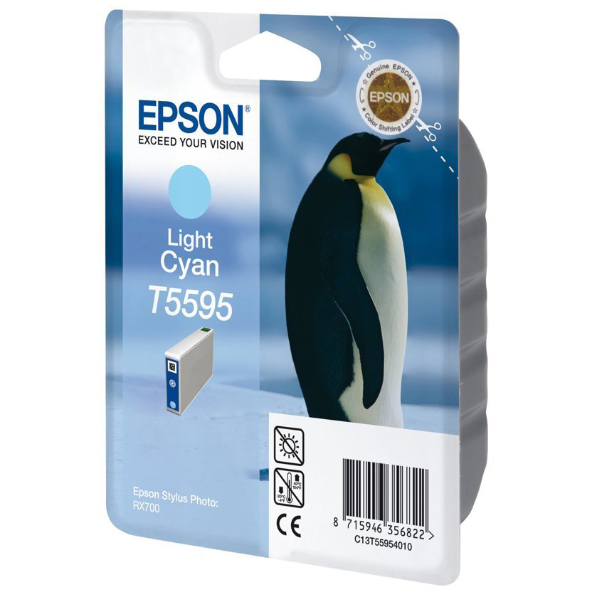Original Epson T5595 Light Cyan Ink Cartridge (C13T55954010) Penguin