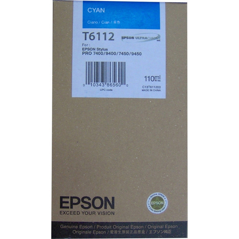 Original Epson T6112 Cyan Ink Cartridge (C13T611200)