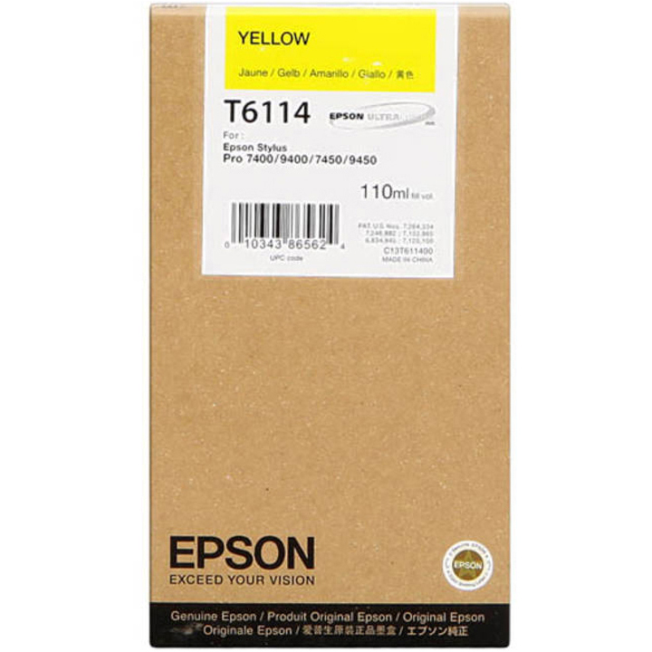 Original Epson T6114 Yellow Ink Cartridge (C13T611400)