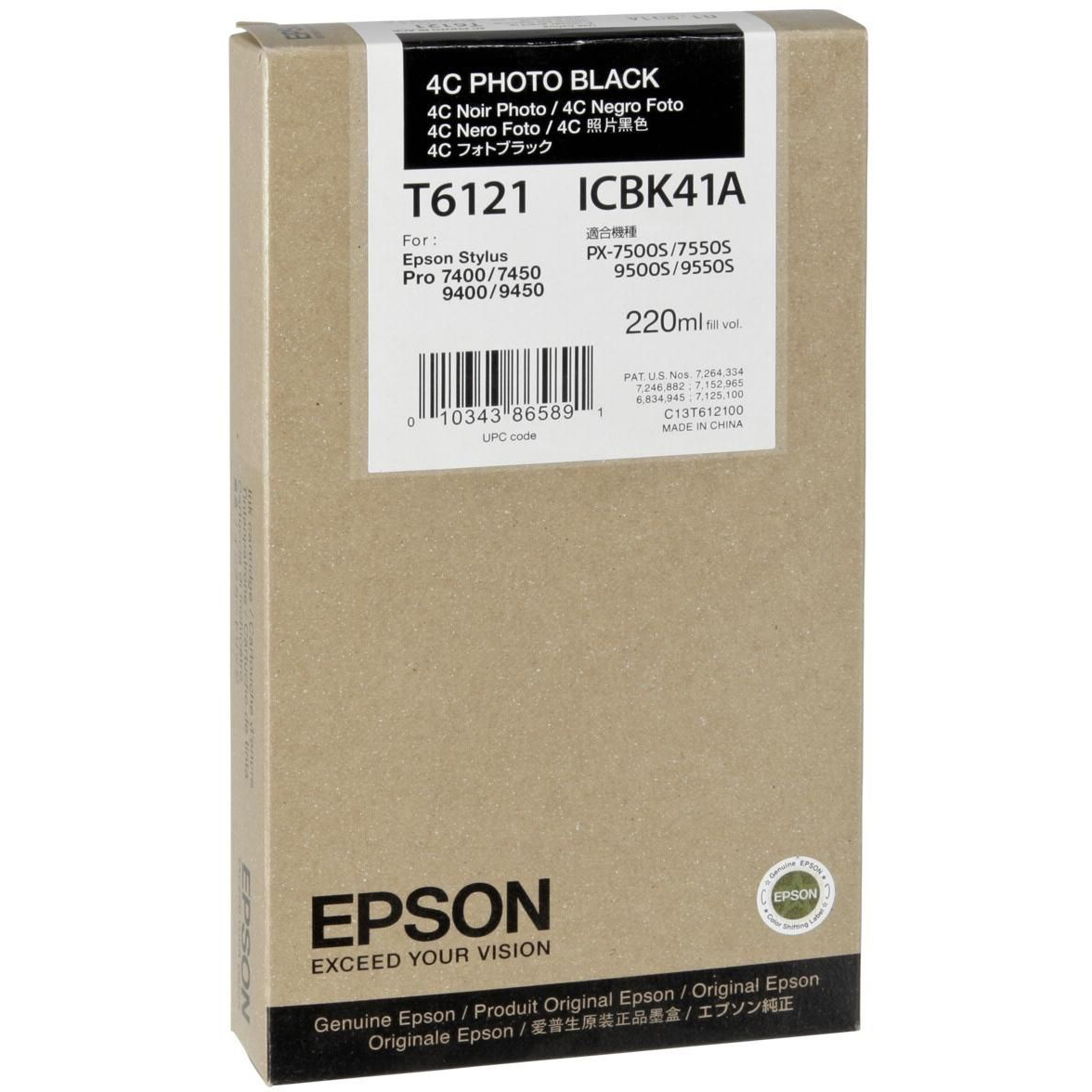 Original Epson T6121 Photo Black High Capacity Ink Cartridge (C13T612100)