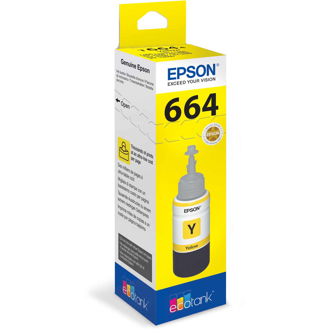 Original Epson 664 Yellow Ink Bottle (C13T664440) - Epson EcoTank ET ...