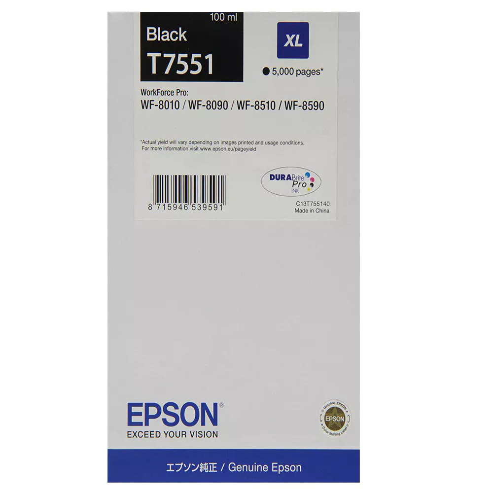 Original Epson T7551XL Black High Capacity Ink Cartridge (C13T755140)