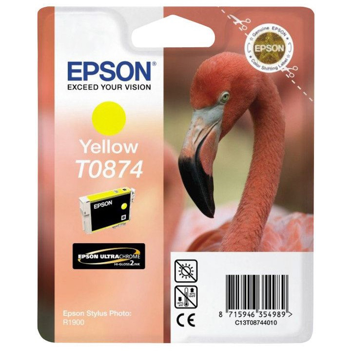 Original Epson T0874 Yellow Ink Cartridge (C13T08744010) Flamingo