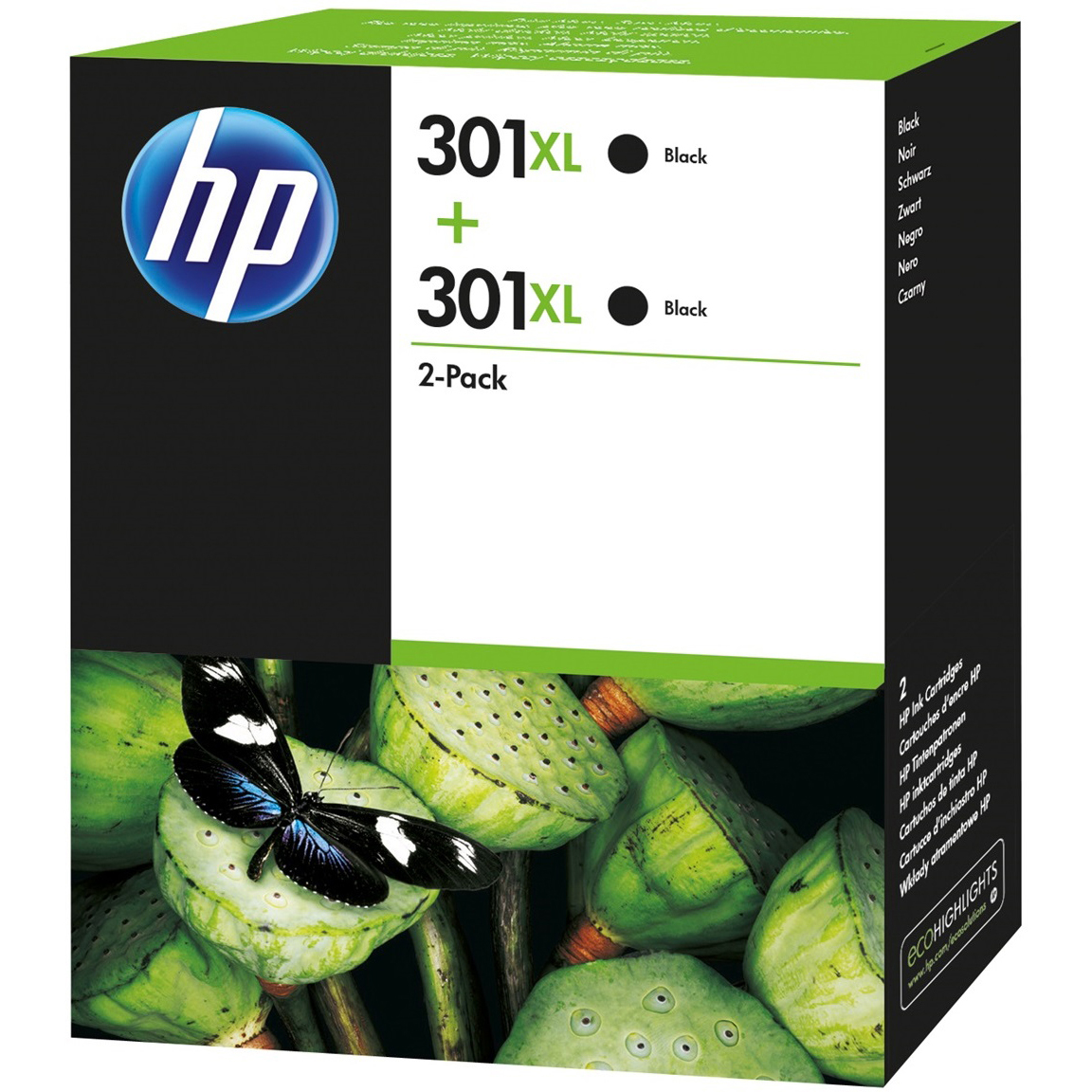 Original HP 301XL Black Twin Pack High Capacity Ink Cartridges (D8J45AE)