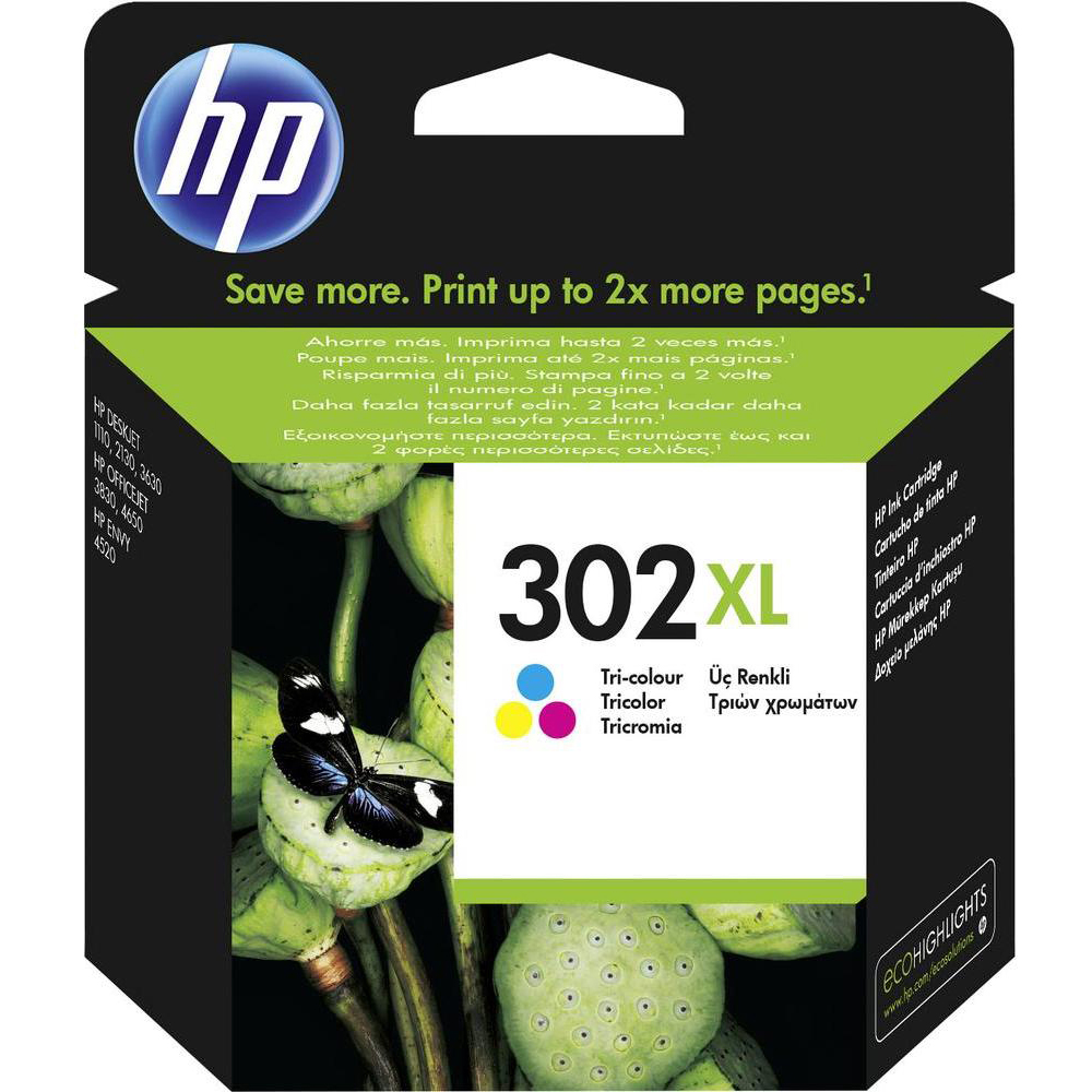 Original HP 302XL Colour High Capacity Ink Cartridge (F6U67AE)