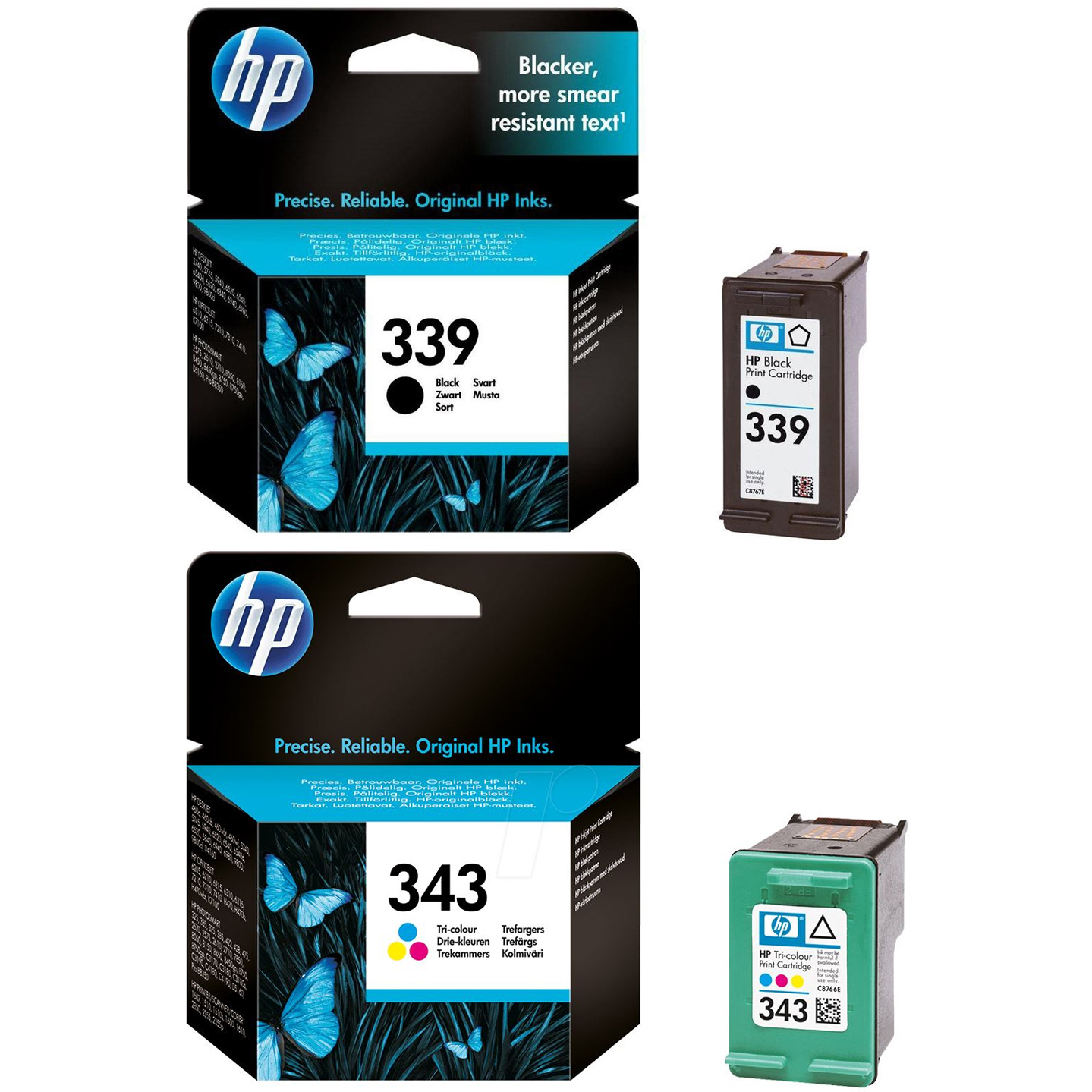 Original HP 339 / 343 Black & Colour Combo Pack Ink Cartridges (C8767EE & C8766EE)