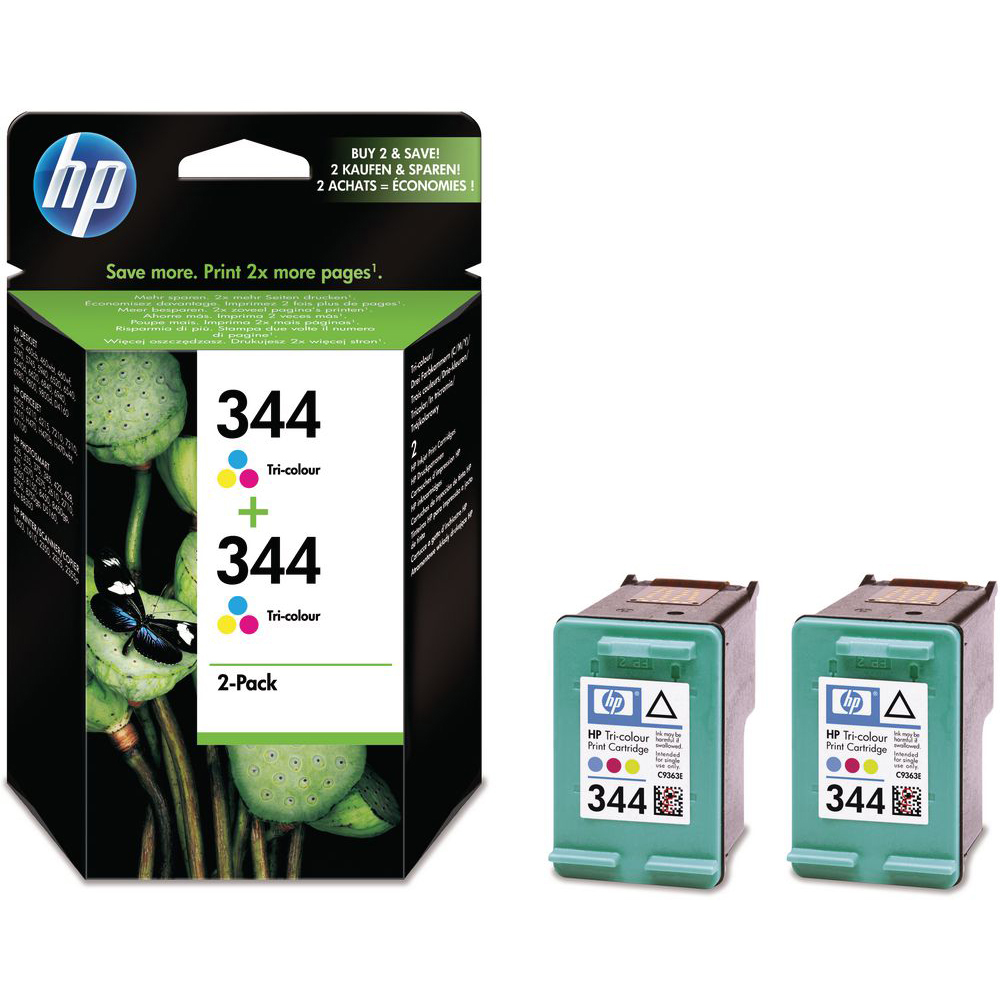 Original HP 344 Colour Twin Pack Ink Cartridges (C9505EE)