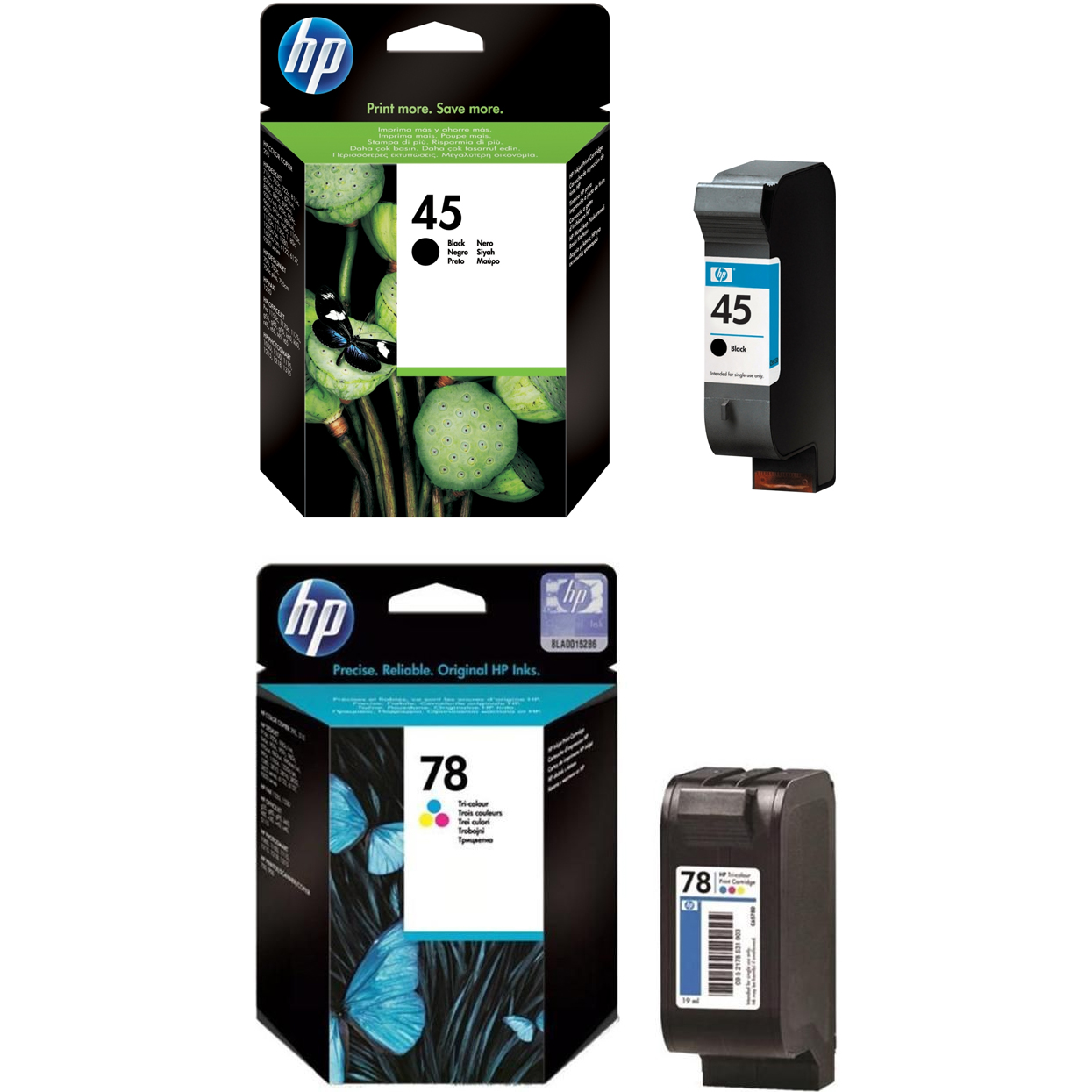 Original HP 45 / 78 Black & Colour Combo Pack Ink Cartridges (51645AE & C6578DE)