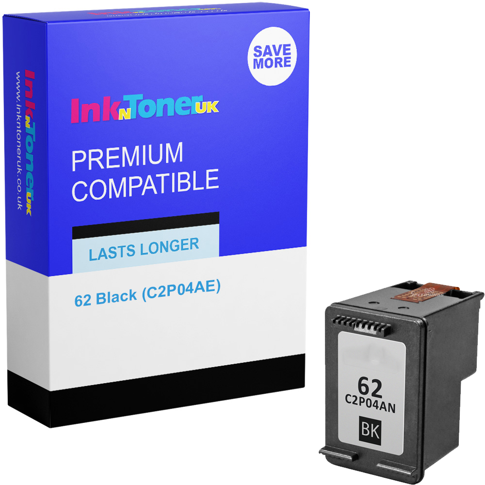 Premium Remanufactured HP 62 Black Ink Cartridge (C2P04AE)