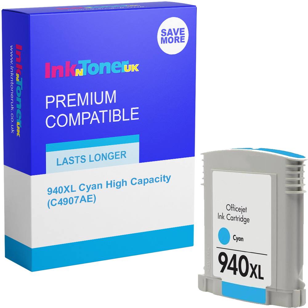 Premium Compatible HP 940XL Cyan High Capacity Ink Cartridge (C4907AE)