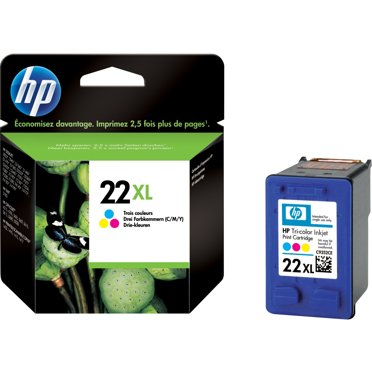 Original HP 22XL Colour High Capacity Ink Cartridge (C9352CE)