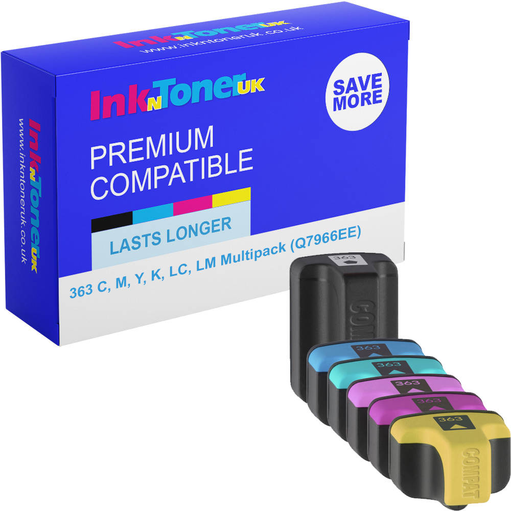 Premium Compatible HP 363 C, M, Y, K, LC, LM Multipack Ink Cartridges (Q7966EE)