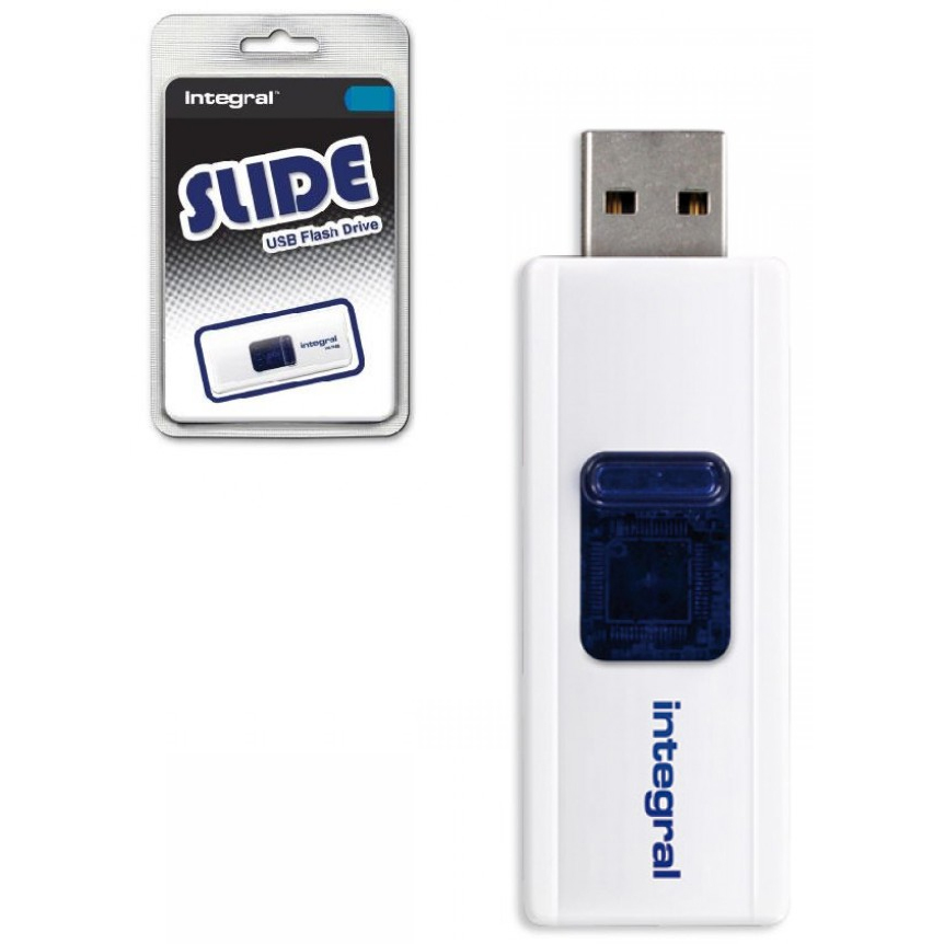 Original Integral Slide White 4GB USB 2.0 Flash Drive (INFD4GBSLDWH)