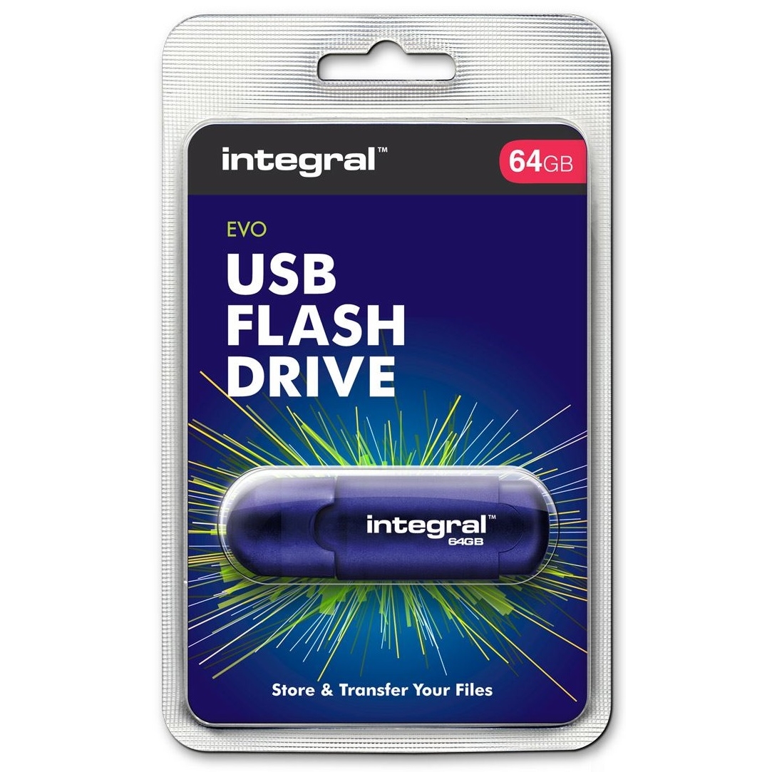 Original Integral EVO 64GB USB 2.0 Flash Drive (INFD64GBEVOBL)