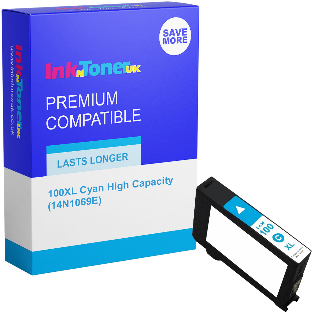 Premium Compatible Lexmark 100XL Cyan High Capacity Ink Cartridge (14N1069E)