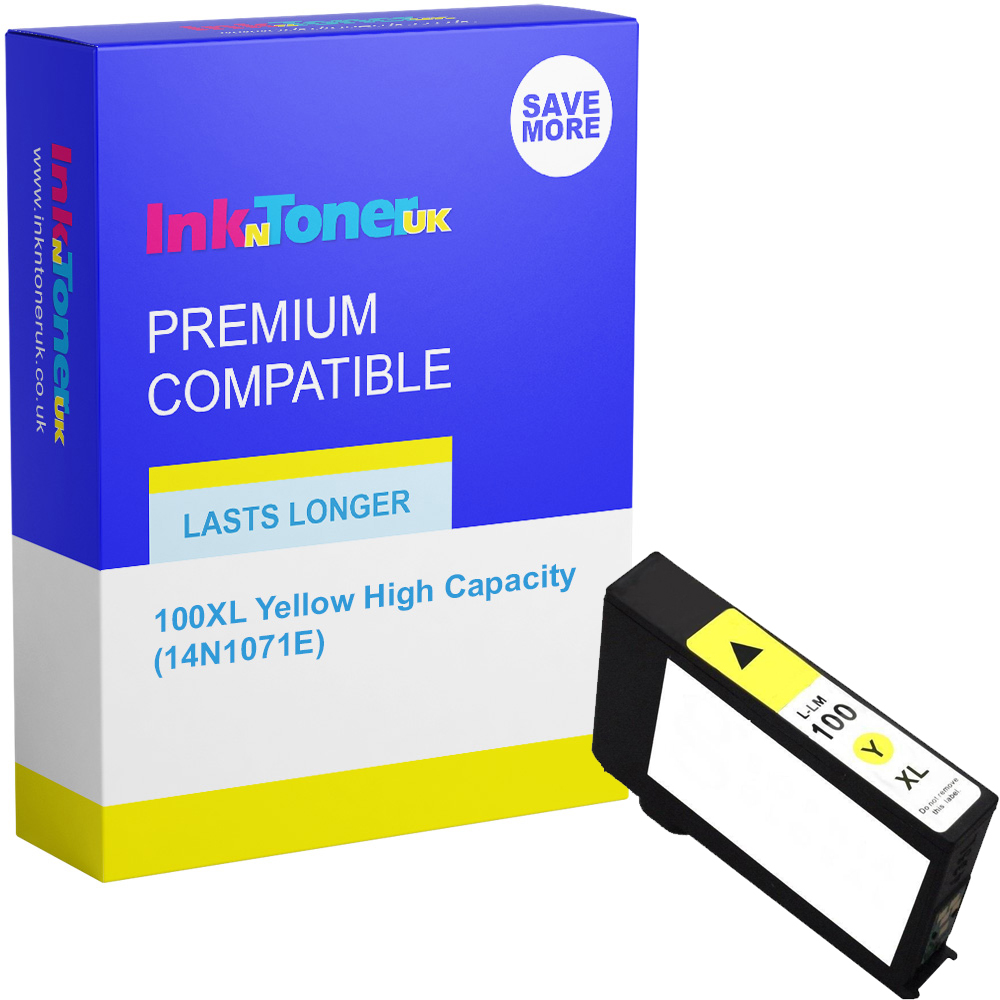 Premium Compatible Lexmark 100XL Yellow High Capacity Ink Cartridge (14N1071E)