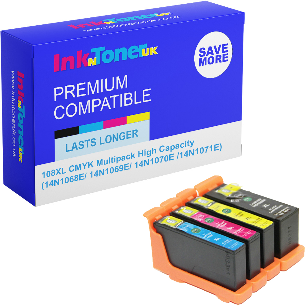 Premium Compatible Lexmark 108XL CMYK Multipack High Capacity Ink Cartridges (14N0476E/ 14N0477E/ 14N0478E/ 14N0479E)