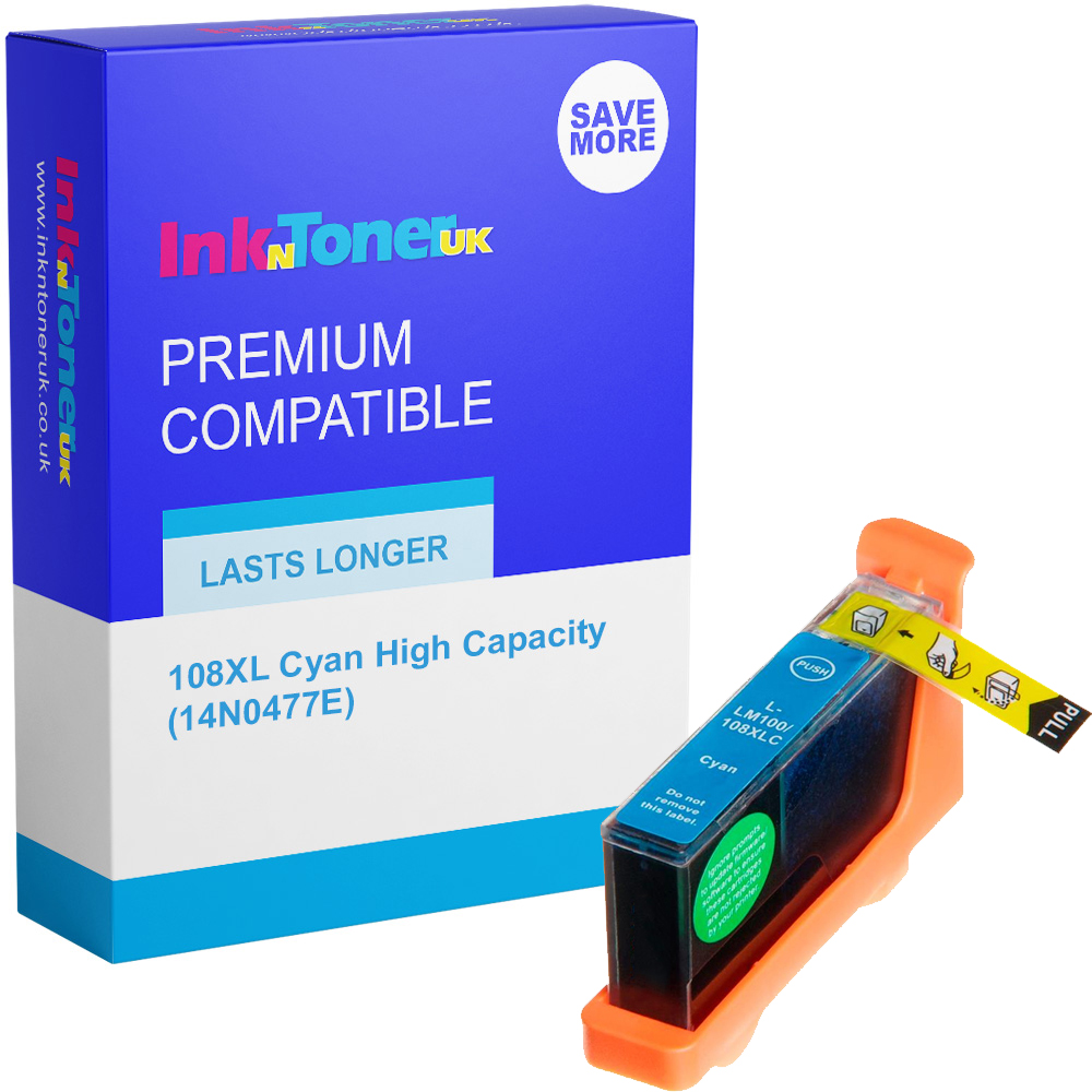 Premium Compatible Lexmark 108XL Cyan High Capacity Ink Cartridge (14N0477E)