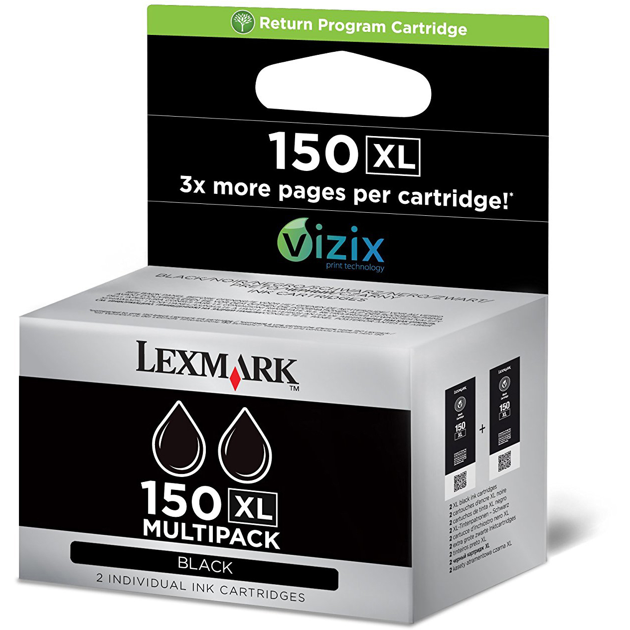 Original Lexmark 150XL Black Twin Pack High Capacity Ink Cartridges (14N1813E)