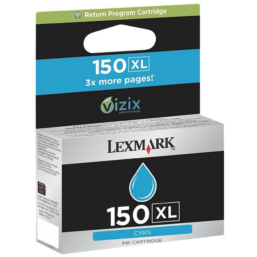 Original Lexmark 150XL Cyan High Capacity Ink Cartridge (14N1615E)