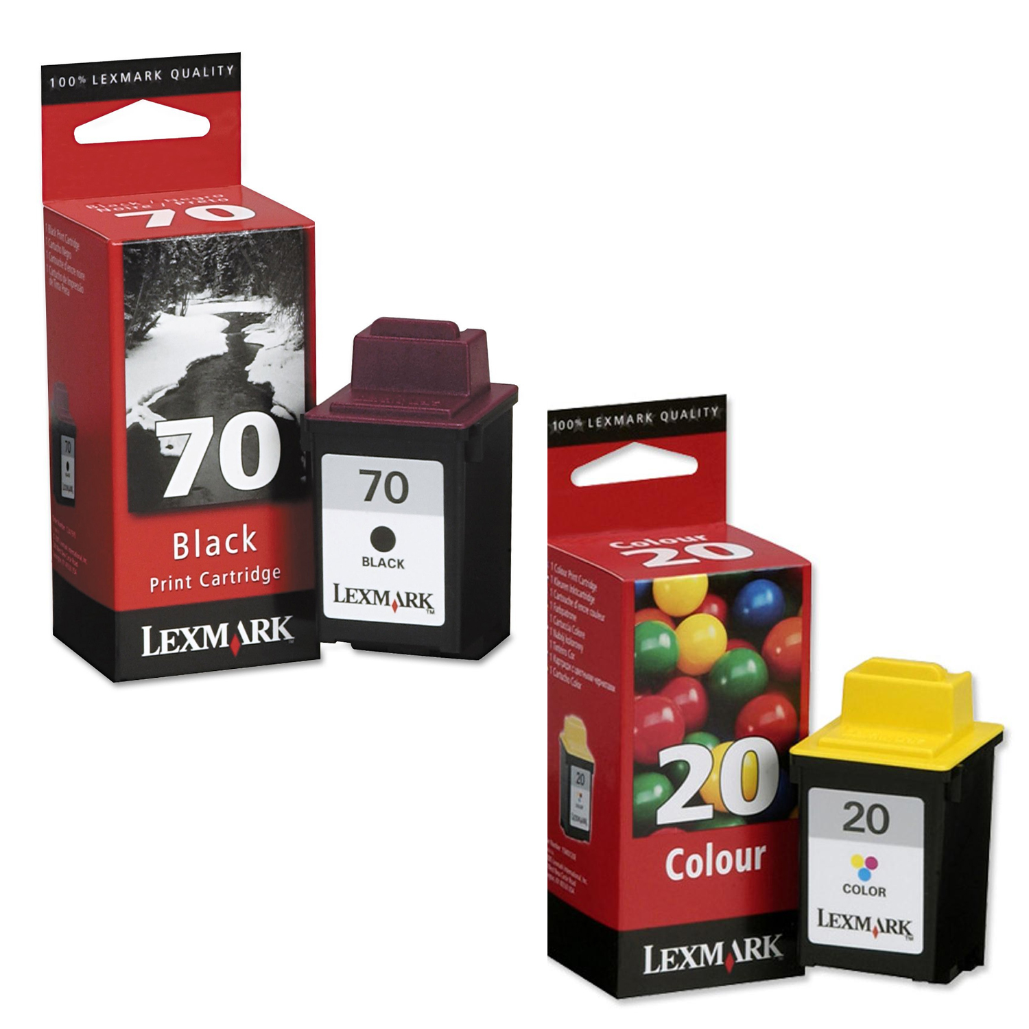 Original Lexmark 70 / 20 Black & Colour Combo Pack Ink Cartridges (12AX970E & 15MX120E)