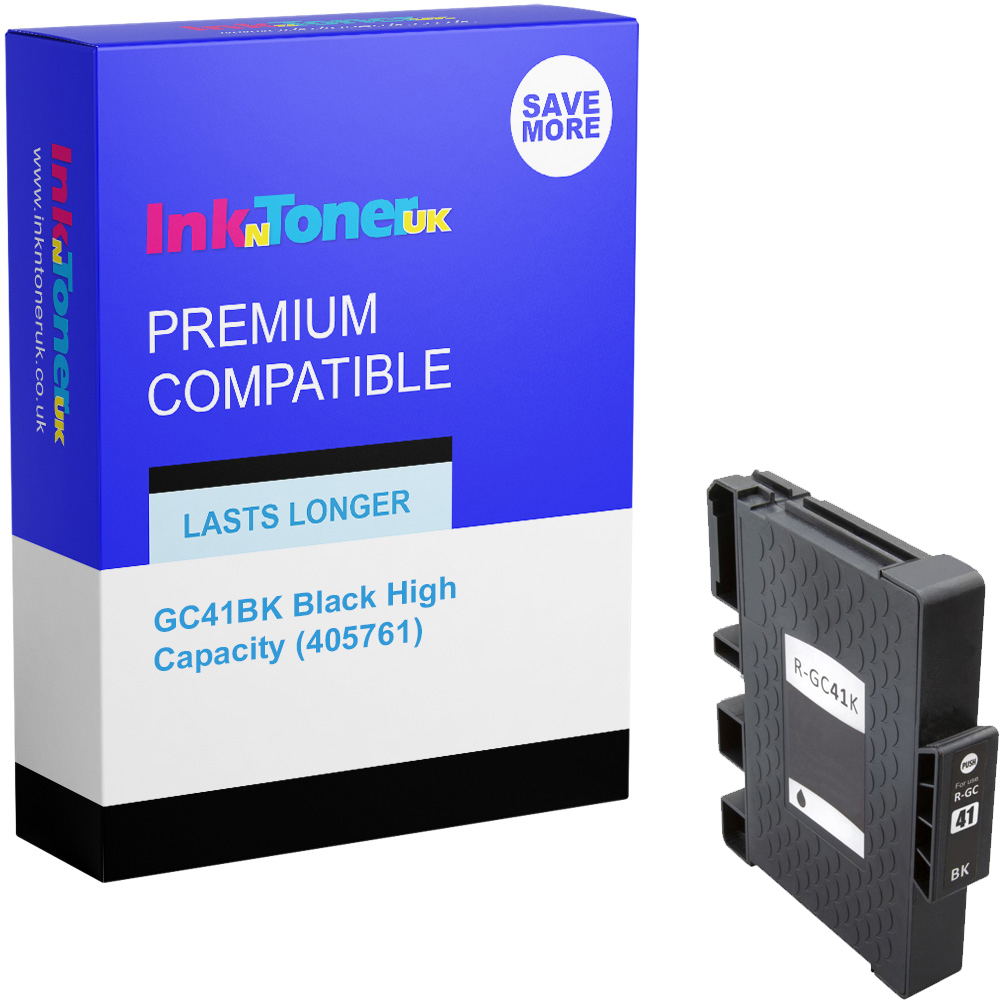 Premium Compatible Ricoh GC41BK Black High Capacity Gel Ink Cartridge (405761)