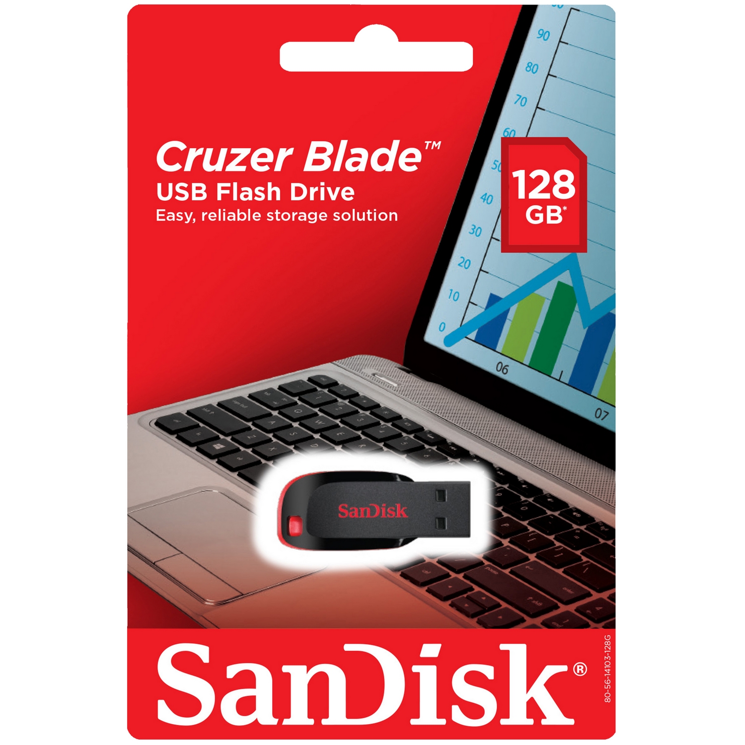Original SanDisk Cruzer Blade 128GB USB 2.0 Flash Drive (SDCZ50-128G-B35)