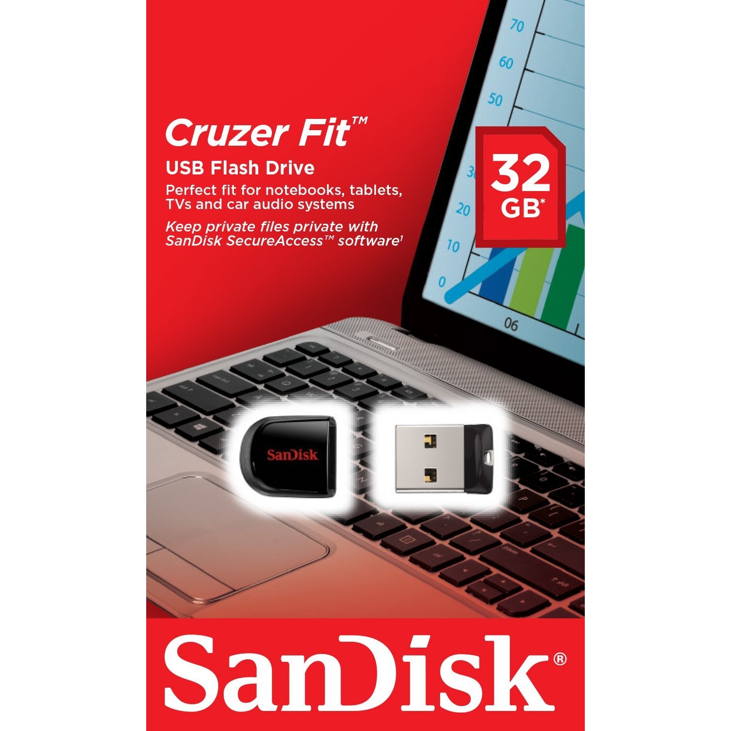 Original SanDisk Cruzer Fit 32GB USB 2.0 Flash Drive (SDCZ33-032G-B35)