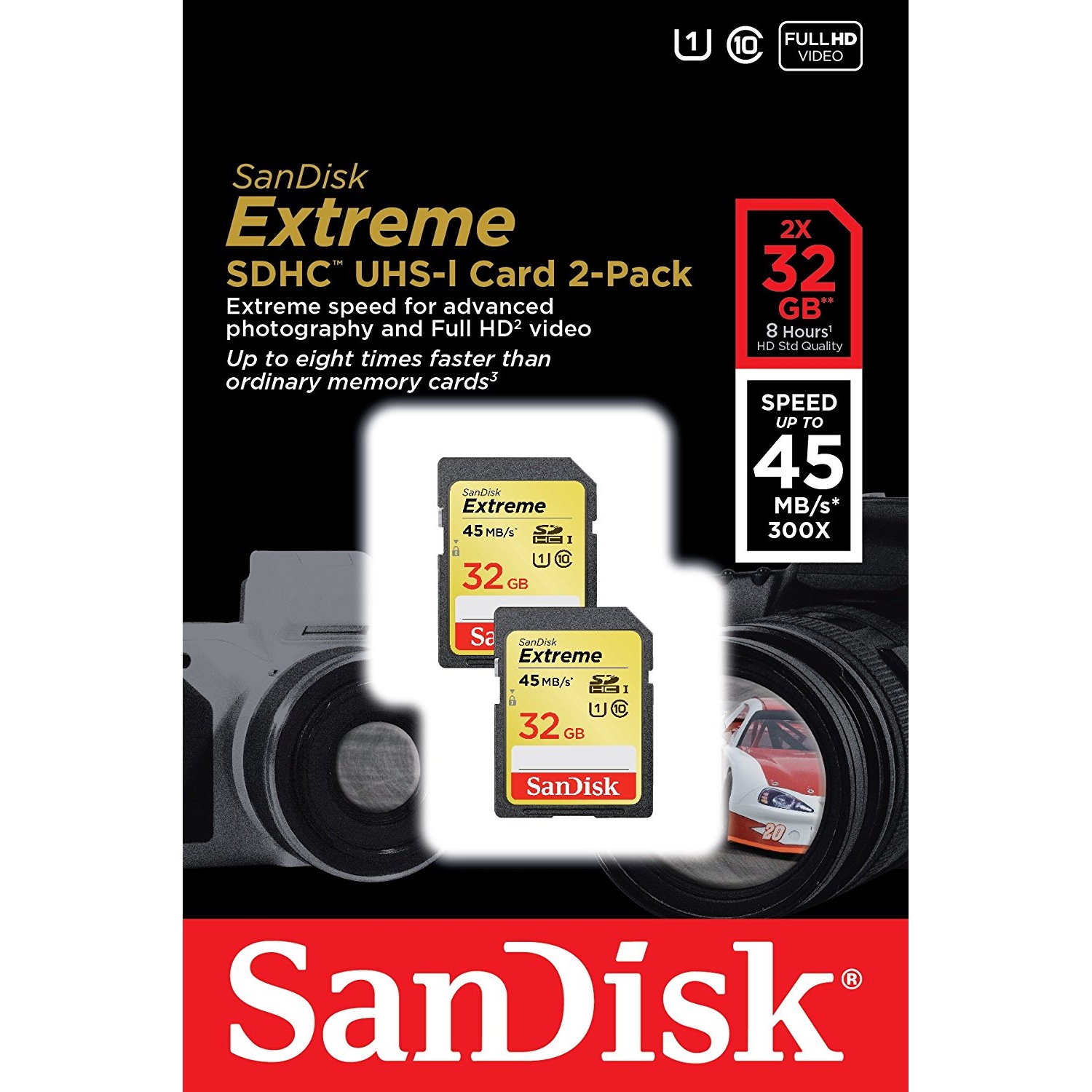 Original SanDisk Extreme Class 10 32GB Twin Pack SDHC Memory Card (SDSDX2-032G-X46)
