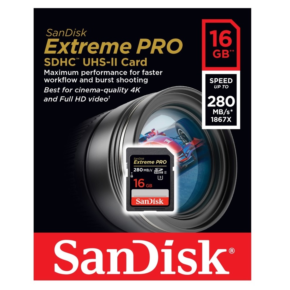 Original SanDisk Extreme Pro Class 10 16GB SDHC Memory Card (SDSDXPB-016G-G46)
