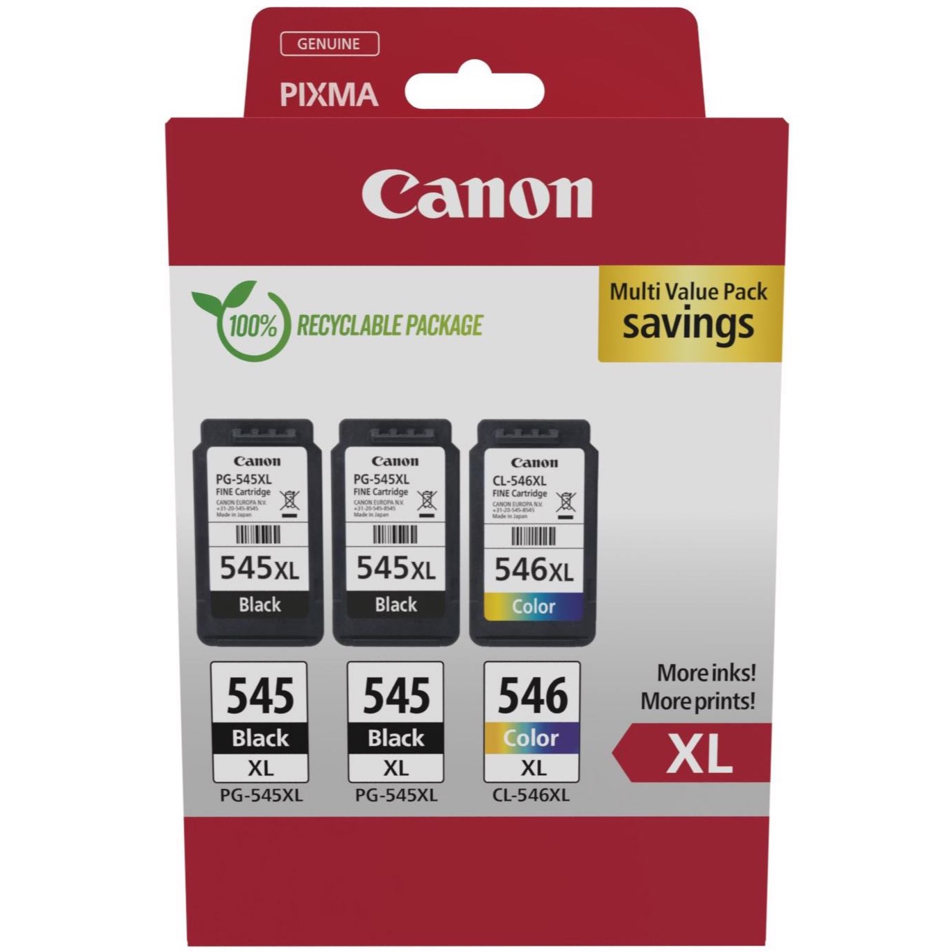 Original Canon PG-545XL x2 / CL-546XL Black & Colour Multipack High Capacity 3 Ink Cartridges (8286B013)