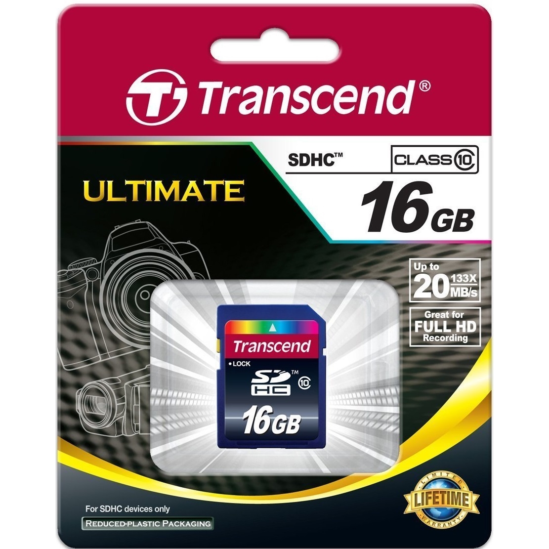 Original Transcend Class 10 16GB SDHC Memory Card (TS16GSDHC10)