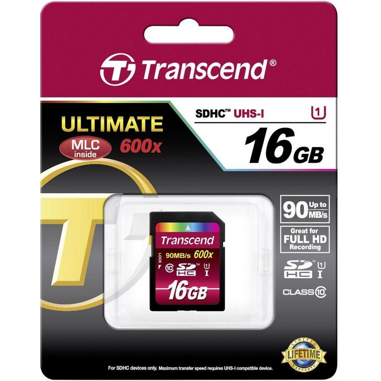 Original Transcend Ultimate Class 10 16GB SDHC Memory Card (TS16GSDHC10U1)
